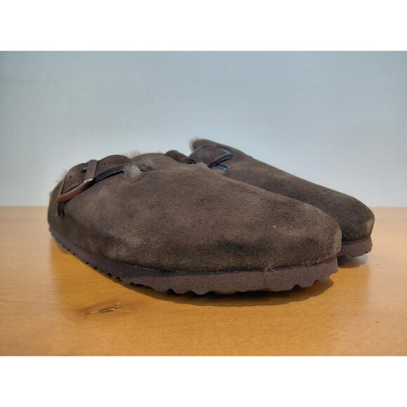 NEW Birkenstock Boston Shearling Mocha Suede Leather Women's Size 7-7.5 - Picture 3 of 8